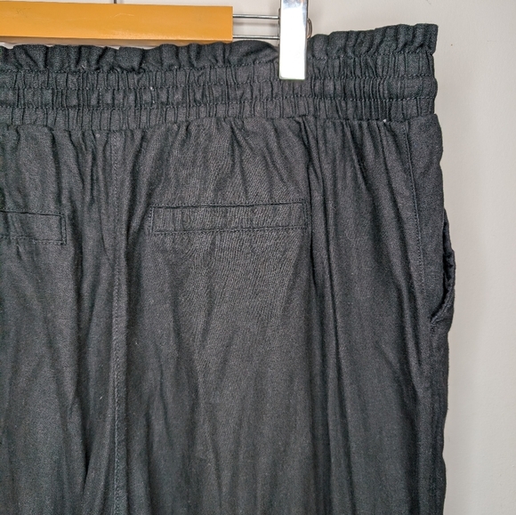 Pennington Black Linen Blend Wide-Leg Pant Ruffle Stretch Tie Waist 1X Women - Picture 11 of 11